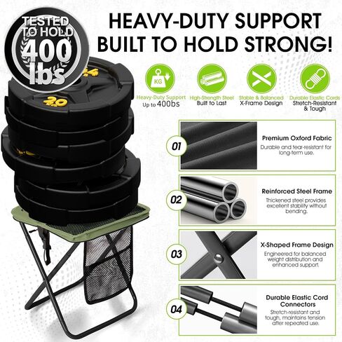 CAMDOOR Portable Folding Stool 16 Inch Collapsible Stool for Adults 400 lbs in Kuwait