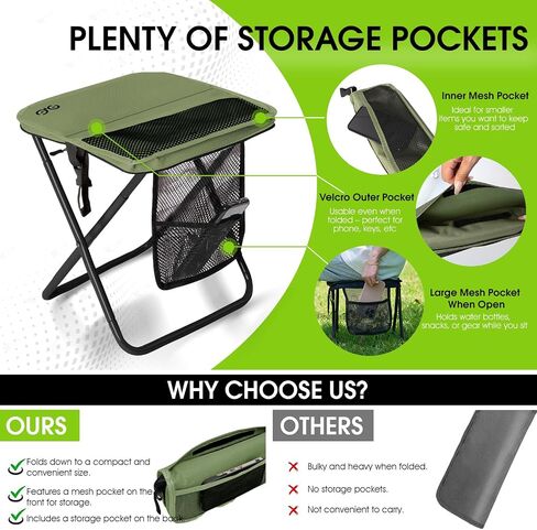 CAMDOOR Portable Folding Stool 16 Inch Collapsible Stool for Adults 400 lbs in Kuwait