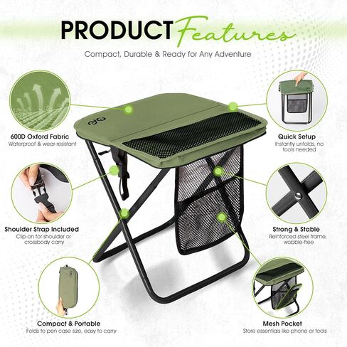 CAMDOOR Portable Folding Stool 16 Inch Collapsible Stool for Adults 400 lbs in Kuwait