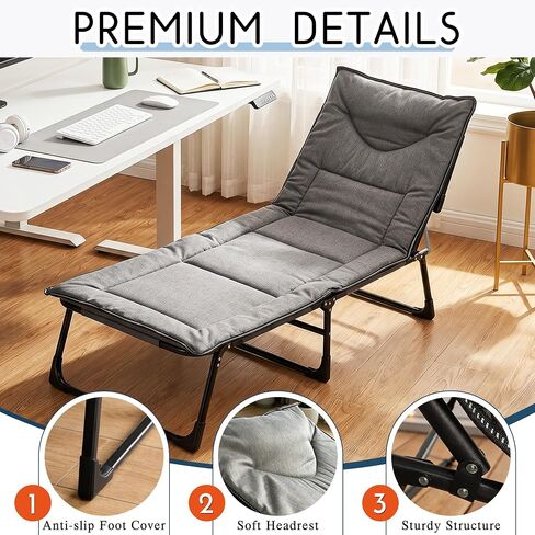 J.M.Deco Folding Camping Cot for Adults, Portable Sleeping Bed with Built-in Mattress and Pillow, No Assembly Adjustable Lightweight Tent Cot, Compact Design for Camping Travel Indoor Outdoor Patio in Kuwait