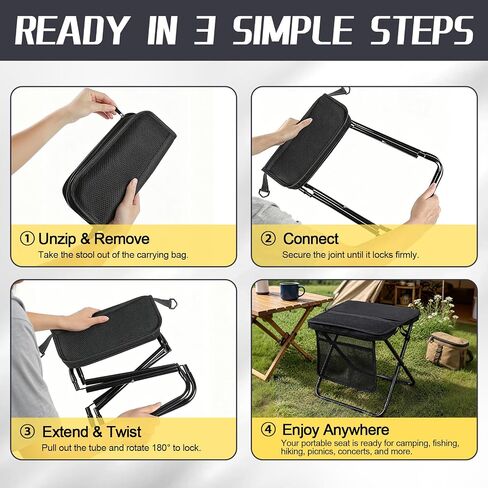 Folding Backpack Stool 2 Pack,240 lb Capacity,Camping&Fishing in Kuwait