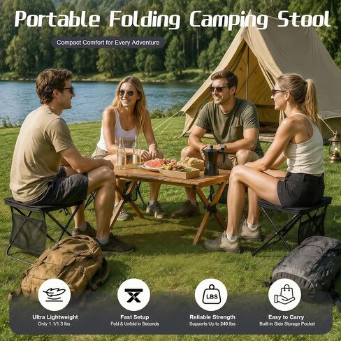 Folding Backpack Stool 2 Pack,240 lb Capacity,Camping&Fishing in Kuwait