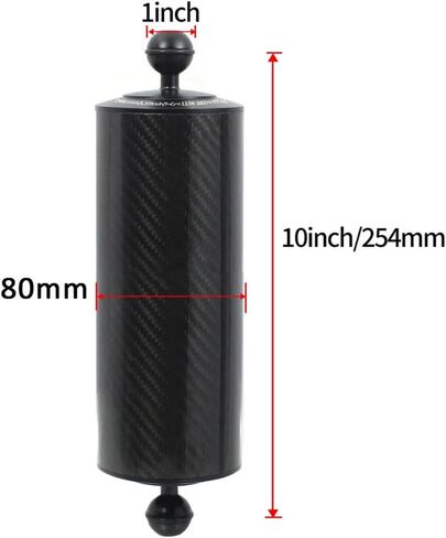 Vaveren Diving Light Arm Underwater Camera Arm Buoyancy Arm Float Arm Carbon Fiber Aluminum Alloy Lightweight Build Stable Double Ball Heads Ball clamp, Black, 10 Inch in Kuwait