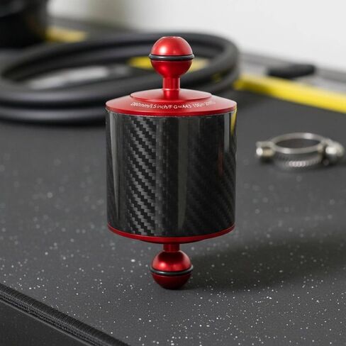 Vaveren Diving Light Arm Underwater Camera Arm Buoyancy Arm Float Arm Carbon Fiber Aluminum Alloy Lightweight Build Stable Double Ball Heads Ball clamp, Red, 5 Inch in Kuwait