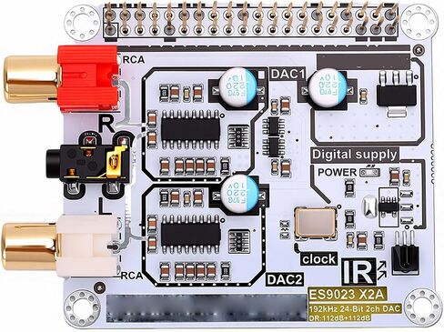 Dpofirs High Fidelity DAC HAT, 192kHz 24Bit Dual Decoding Sound Card Expansion Board with I2S Bus for RPI 4B 3B + 3B 2B Zero W in Kuwait