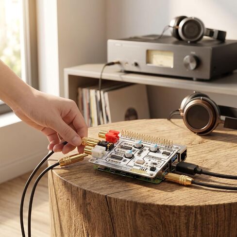 Dpofirs High Fidelity DAC HAT, 192kHz 24Bit Dual Decoding Sound Card Expansion Board with I2S Bus for RPI 4B 3B + 3B 2B Zero W in Kuwait