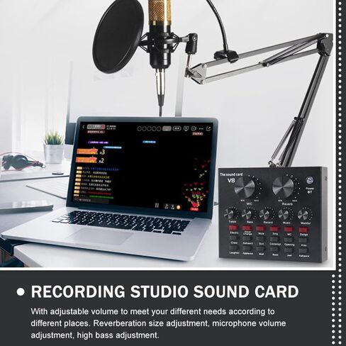 Broadcasting Sound Card Set with 800 Capacitor Microphone Metal in Kuwait