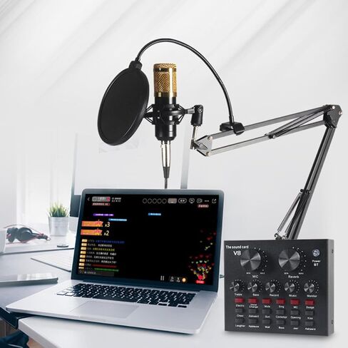 Broadcasting Sound Card Set with 800 Capacitor Microphone Metal in Kuwait