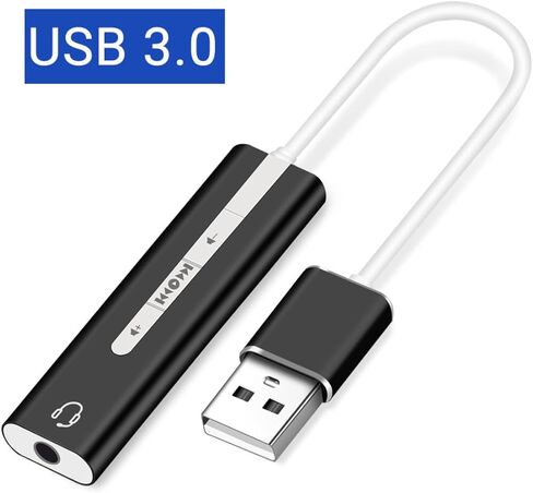 ibasenice USB 3.1 Sound Card 7.1 Surround Audio Adapter with Volume Control Buttons, Sturdy Aluminum Alloy, Plug-in Mic and Earphone Sound for Computer in Kuwait