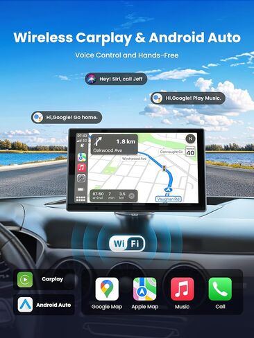 Jzones 9" Wireless Carplay Screen for Car, Portable Car Play Screen for Car in Kuwait
