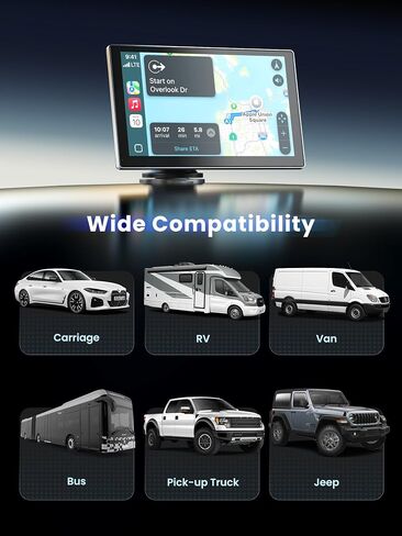 Jzones 9" Wireless Carplay Screen for Car, Portable Car Play Screen for Car in Kuwait