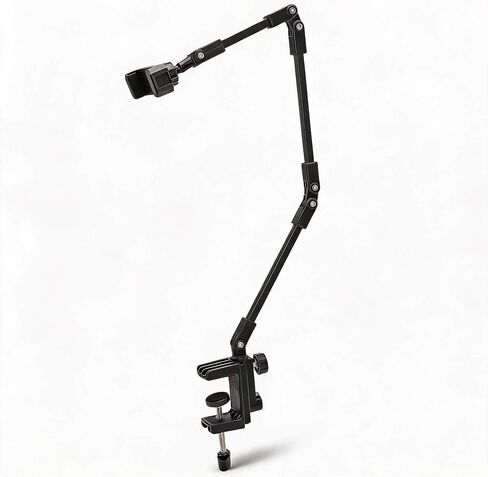 Desk Mount Phone Stand, Adjustable Arm Clamp Phone Holder, Flexible Height Mount for Recording Live Streaming Video, Stable Aluminum Alloy ABS Support for 4-7.1 Inch in Kuwait