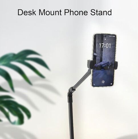 Desk Mount Phone Stand, Adjustable Arm Clamp Phone Holder, Flexible Height Mount for Recording Live Streaming Video, Stable Aluminum Alloy ABS Support for 4-7.1 Inch in Kuwait
