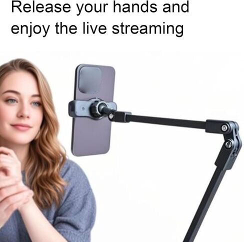 Desk Mount Phone Stand, Adjustable Arm Clamp Phone Holder, Flexible Height Mount for Recording Live Streaming Video, Stable Aluminum Alloy ABS Support for 4-7.1 Inch in Kuwait
