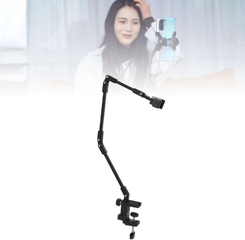 Desk Mount Phone Stand, Adjustable Arm Clamp Phone Holder, Flexible Height Mount for Recording Live Streaming Video, Stable Aluminum Alloy ABS Support for 4-7.1 Inch in Kuwait