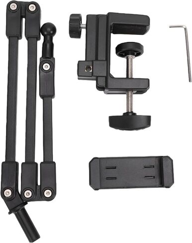 Desk Mount Phone Stand, Adjustable Arm Clamp Phone Holder, Flexible Height Mount for Recording Live Streaming Video, Stable Aluminum Alloy ABS Support for 4-7.1 Inch in Kuwait