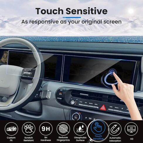 Compatible With Hyundai Palisade 2026 Screen Protector [9H Tempered Glass] for 2026 Hyundai Palisade Hybrid (SEL/SEL Premium/Limited/Calligraphy) Dual 12.3-Inch Integrated Screen + Air Conditioner Screen Accessories (Split-Type) in Kuwait
