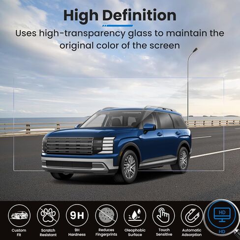 Compatible With Hyundai Palisade 2026 Screen Protector [9H Tempered Glass] for 2026 Hyundai Palisade Hybrid (SEL/SEL Premium/Limited/Calligraphy) Dual 12.3-Inch Integrated Screen + Air Conditioner Screen Accessories (Split-Type) in Kuwait