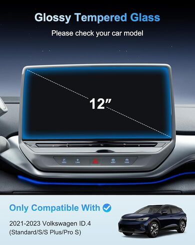 BIXUAN 2023 ID.4 Screen Protector For 2021-2023 Volkswagen ID.4 (Standard/S/S Plus/Pro S) 12Inch Touchscreen 2023 ID.4 Accessories 9H Tempered Glass [NO Fingerprint&Scratches] in Kuwait