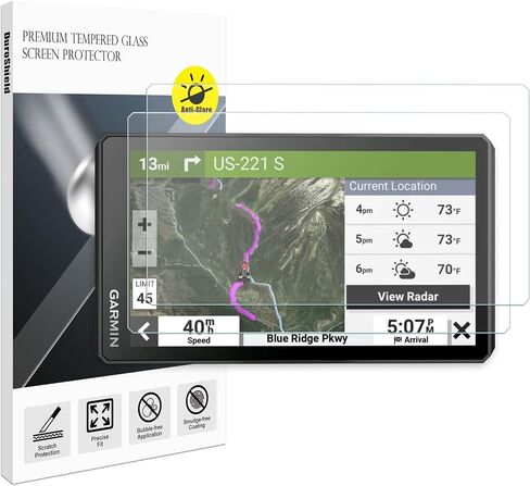 Anti-Glare Tempered Glass Screen Protector for Garmin Zumo XT2 Motorcycle GPS Navigator, Tread 2 Powersport GPS 6-Inch Display 9H+ Hardness with Aluminum Reinforcement [2 Pack] (Matte) in Kuwait