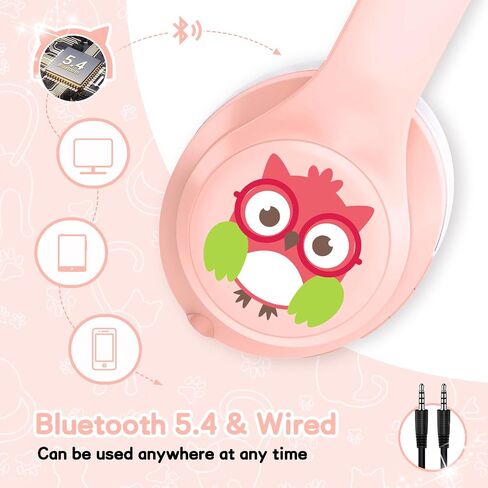 LOBKIN Active Noise Cancelling Headphones for Kids Bluetooth 5.4 Foldable Adjustable Over Ear Headphone Support Wireless or 3.5mm Wired Mode for Toddler & Girls & Boys Teens in Kuwait