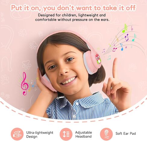 LOBKIN Active Noise Cancelling Headphones for Kids Bluetooth 5.4 Foldable Adjustable Over Ear Headphone Support Wireless or 3.5mm Wired Mode for Toddler & Girls & Boys Teens in Kuwait