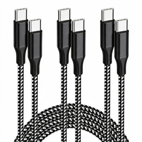 USB C Cable 10ft 3-Pack, 60W Fast Charging Type C to Type C Charger Cord, Durable Braided Nylon Data Sync Cable Compatible with iPhone 17/16/15 Pro Max Plus, iPad Pro Air, MacBook and More in Kuwait