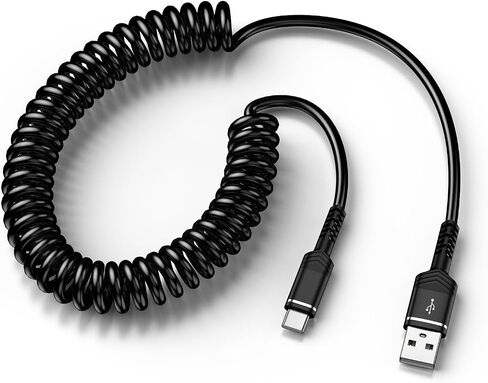 USB to USB C Coiled Cable Fast Charging for iPhone 17e/17/Air/17 Pro/17 Pro Max/16e/16/16 Pro/16 Pro Max/16 Plus/15,3FT Retractable Car Charger Cord Android Auto for Samsung Galaxy A17 S26,Pixel 10a in Kuwait