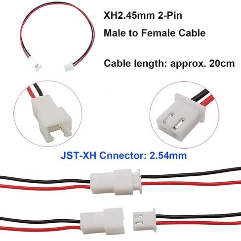 NEORTX JST XH 2.54mm Extension Cable, 2-Pin Male to Female Connector Plug in Kuwait