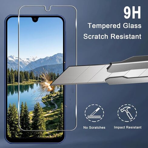 [3+3 Pack] Designed for Samsung Galaxy A17 5G Tempered Glass Screen Protector + Camera Lens Protector, 9H Hardness, Anti Scratch, Easy Installation, Bubble Free, HD Clear, Case Friendly in Kuwait
