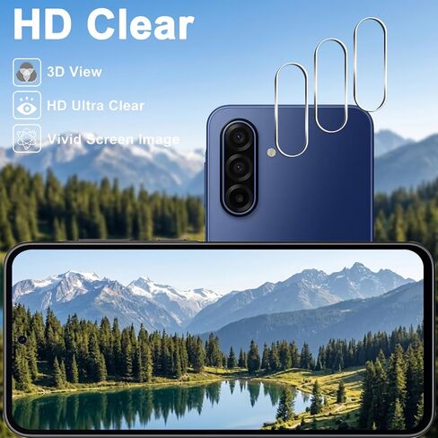 [3+3 Pack] Designed for Samsung Galaxy A17 5G Tempered Glass Screen Protector + Camera Lens Protector, 9H Hardness, Anti Scratch, Easy Installation, Bubble Free, HD Clear, Case Friendly in Kuwait