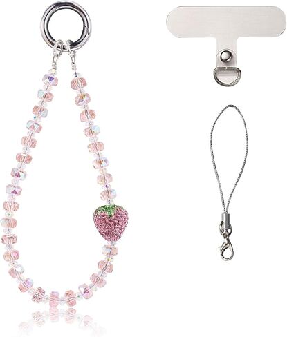 Star Phone Charm Cute Glass Crystal Beads Cell Phone Lanyard Wrist Strap for Camera Bag Keychain Wallet Pendants Decor in Kuwait