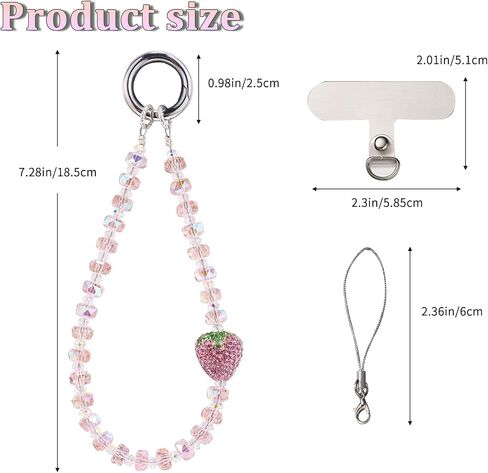 Star Phone Charm Cute Glass Crystal Beads Cell Phone Lanyard Wrist Strap for Camera Bag Keychain Wallet Pendants Decor in Kuwait