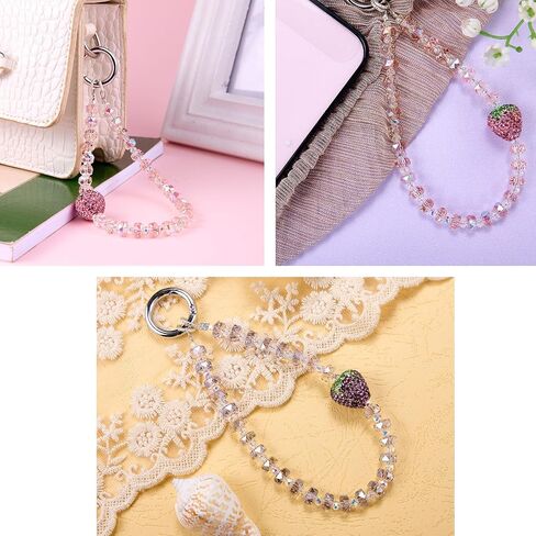 Star Phone Charm Cute Glass Crystal Beads Cell Phone Lanyard Wrist Strap for Camera Bag Keychain Wallet Pendants Decor in Kuwait