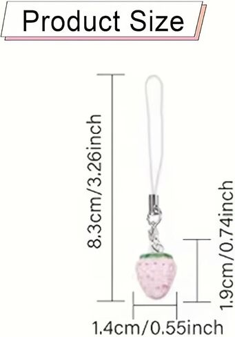 Cute Strawberry Phone Charm, Pink, Acrylic, for Bags, Keys and Mobile Phones in Kuwait
