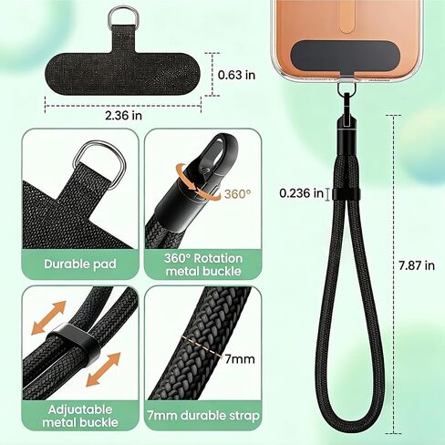 4 Pack Cell Phone Lanyard Wrist Strap, Thick Braided Nylon Phone Tether for Smartphones, Short Hand Wristlet with Traceless Tabs for Commuting and Travel, Black, Dark Gray, Pink, Orange in Kuwait