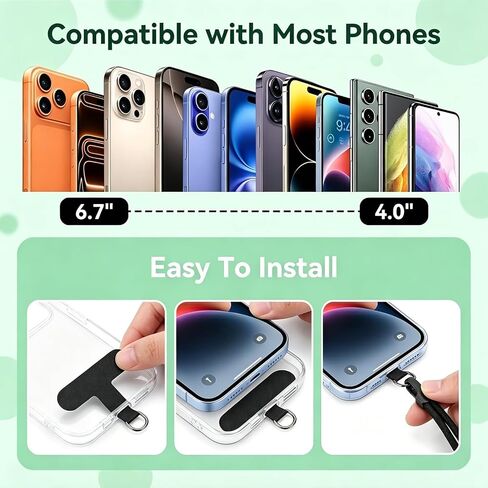 4 Pack Cell Phone Lanyard Wrist Strap, Thick Braided Nylon Phone Tether for Smartphones, Short Hand Wristlet with Traceless Tabs for Commuting and Travel, Black, Dark Gray, Pink, Orange in Kuwait