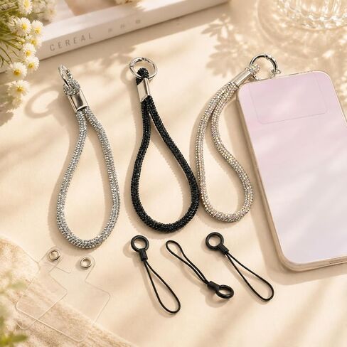 3PCS Bling Rhinestone Phone Wrist Strap for Women with Full Diamond in Kuwait
