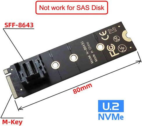 cablecc U.2 Kit SFF-8639 NVME PCIe4.0 SSD Adapter 22x80mm for Mainboard SSD 750 p3600 p3700 M.2 SFF-8643 Mini SAS HD in Kuwait