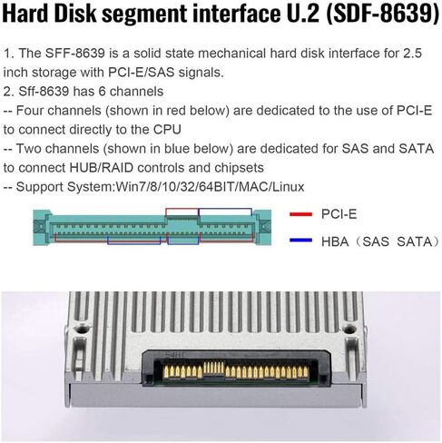 cablecc U.2 Kit SFF-8639 NVME PCIe4.0 SSD Adapter 22x80mm for Mainboard SSD 750 p3600 p3700 M.2 SFF-8643 Mini SAS HD in Kuwait