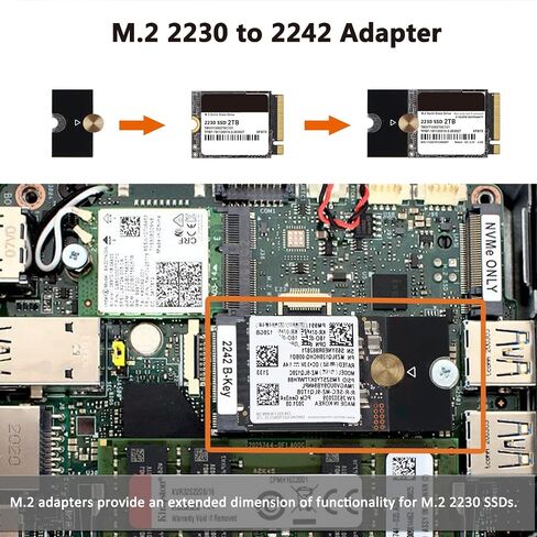 M.2 2230 to 2242 SSD Length Extend Adapter Kit, Black, Pack of 2 in Kuwait