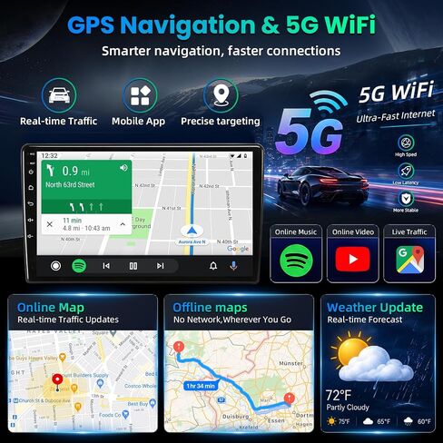 4 Core+64GB Car Radio Stereo for Chevrolet Chevy Camaro 2010 2011 2012 2013 2014 2015 Upgrade 9inch Touchscreen Support 5G WiFi Bluetooth 5.0 GPS SWC Wireless CarPlay Android Auto in Kuwait