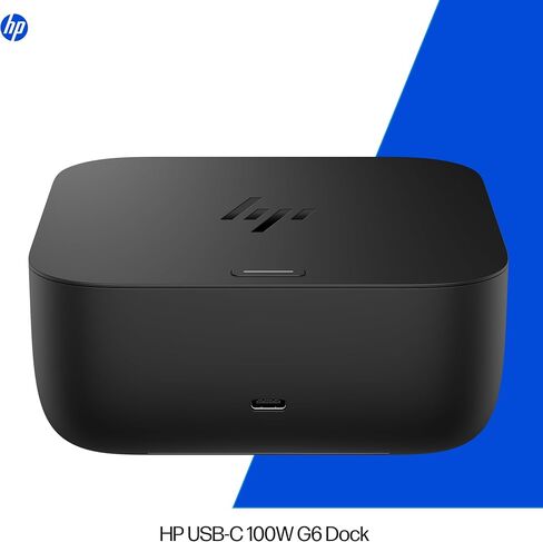 HP USB-C 100W G6 Dock + One Extra USB-C Cable Included, Future-Proof Design with Ambient LED Lighting, On-Screen Notifications, Extra USB-C Ports, HDMI 2.1, 120Hz (Renewed) in Kuwait