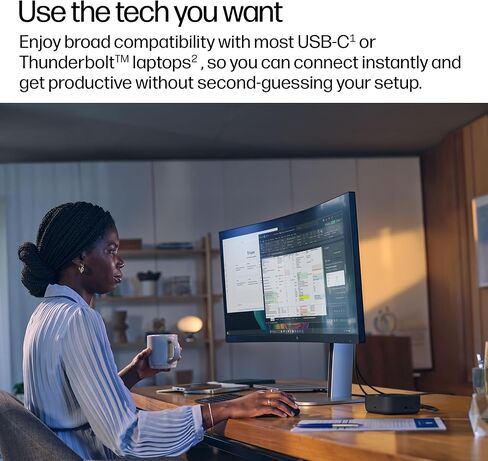 HP USB-C 100W G6 Dock + One Extra USB-C Cable Included, Future-Proof Design with Ambient LED Lighting, On-Screen Notifications, Extra USB-C Ports, HDMI 2.1, 120Hz (Renewed) in Kuwait