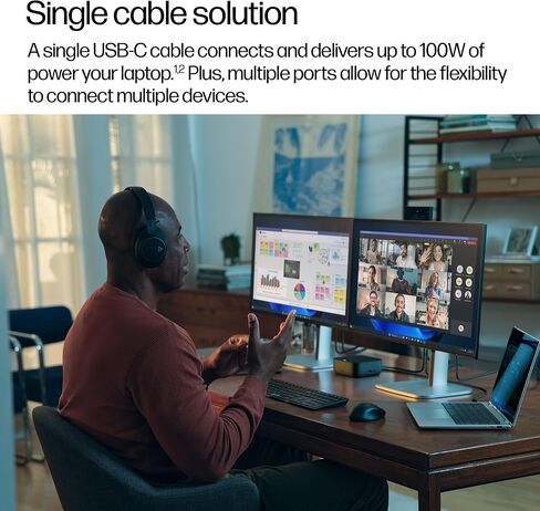 HP USB-C 100W G6 Dock + One Extra USB-C Cable Included, Future-Proof Design with Ambient LED Lighting, On-Screen Notifications, Extra USB-C Ports, HDMI 2.1, 120Hz (Renewed) in Kuwait