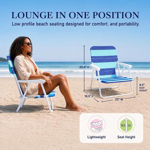 Caribbean Joe Folding Beach Chair, 1 Position Lightweight and Portable Foldable Outdoor Camping Chair with Carry Strap, Horizon Stripe in Saudi Arabia