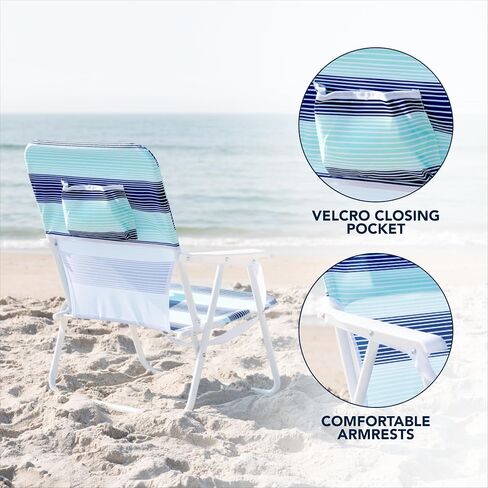 Caribbean Joe Folding Beach Chair, 1 Position Lightweight and Portable Foldable Outdoor Camping Chair with Carry Strap, Horizon Stripe in Saudi Arabia