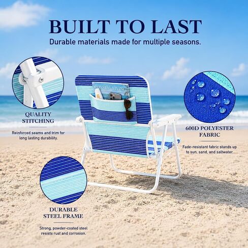 Caribbean Joe Folding Beach Chair, 1 Position Lightweight and Portable Foldable Outdoor Camping Chair with Carry Strap, Horizon Stripe in Saudi Arabia