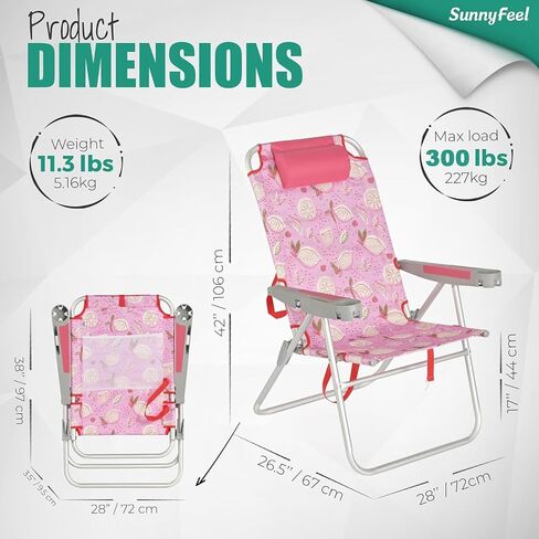 SUNNYFEEL Tall Beach Chair for Adults, High Back High Seat Folding Chair in Kuwait
