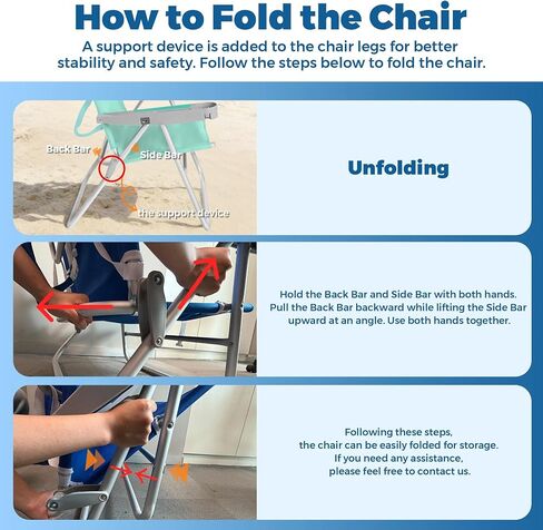 SUNNYFEEL Tall Beach Chair for Adults, High Back High Seat Folding Chair in Kuwait